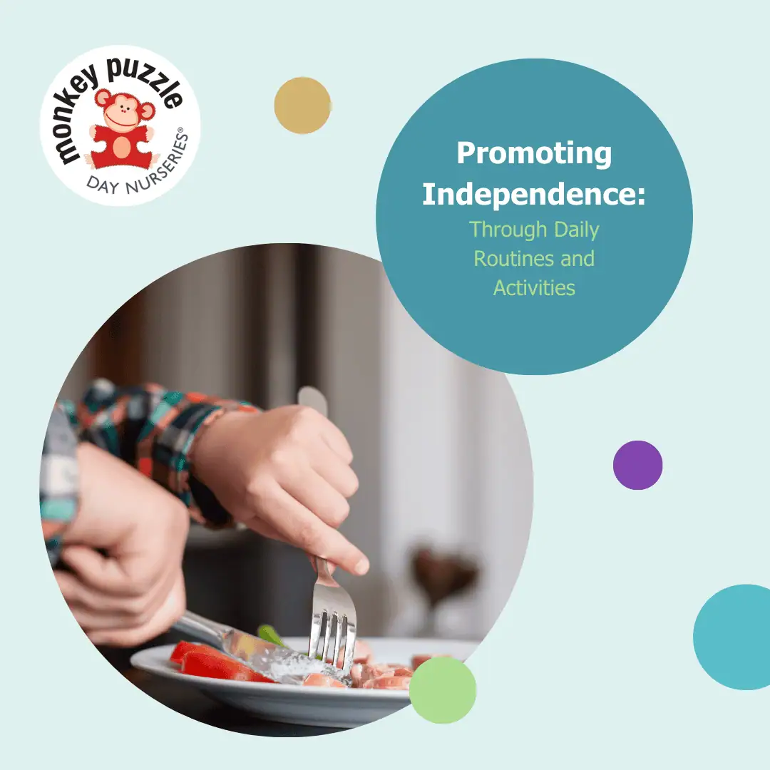 Children's hands engaging in daily routines at Monkey Puzzle Day Nursery Kingston.