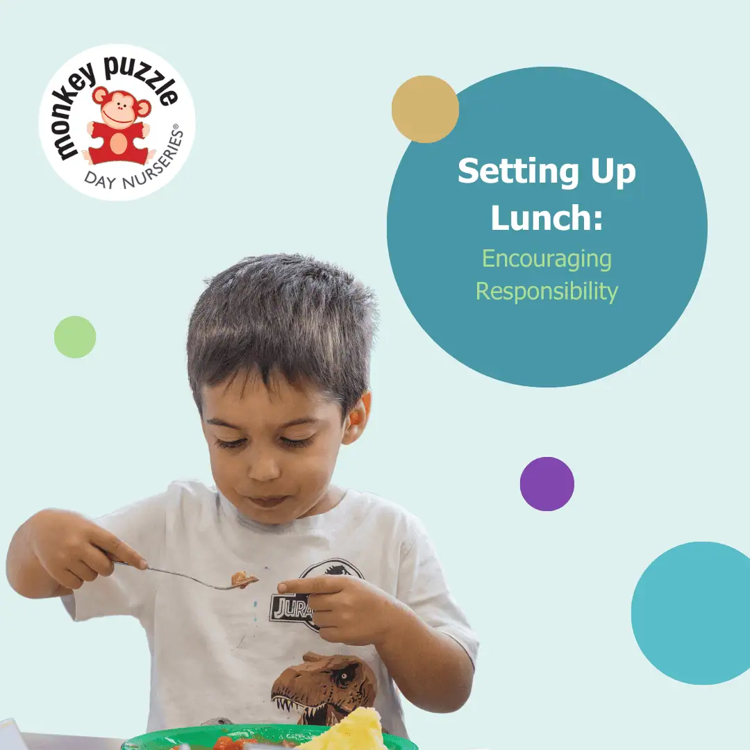 Young child setting up lunch at Monkey Puzzle Day Nursery Kingston.